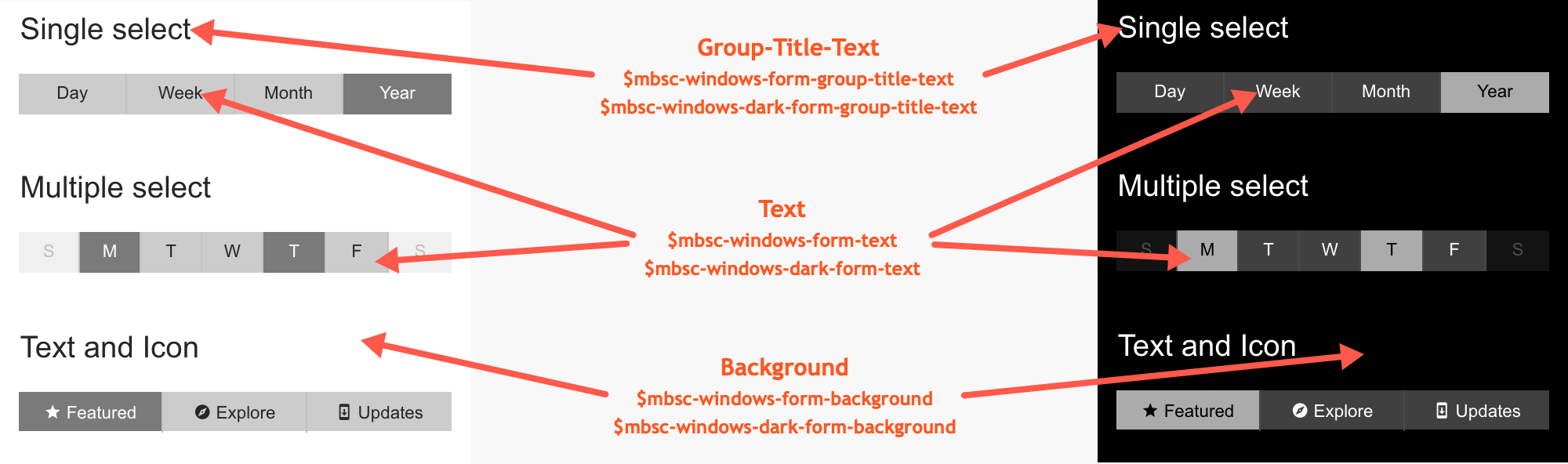 Windows theme variables for the Segmented component