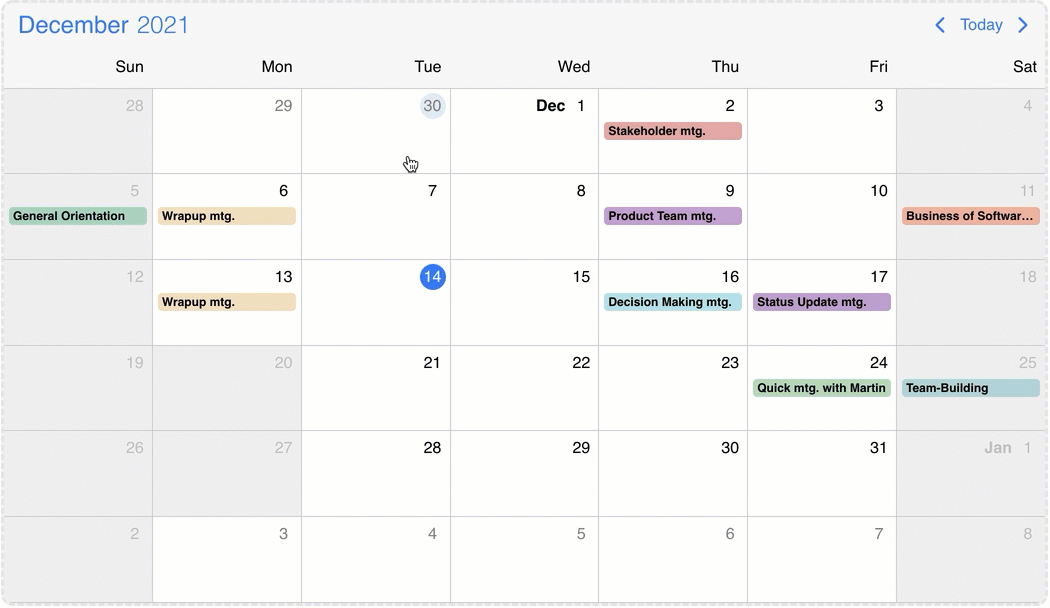 Event calendar blocked out dates