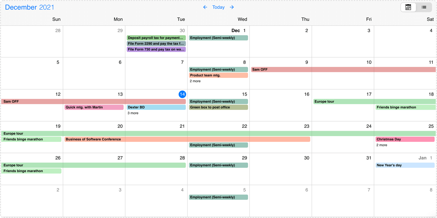 Event calendar header customization
