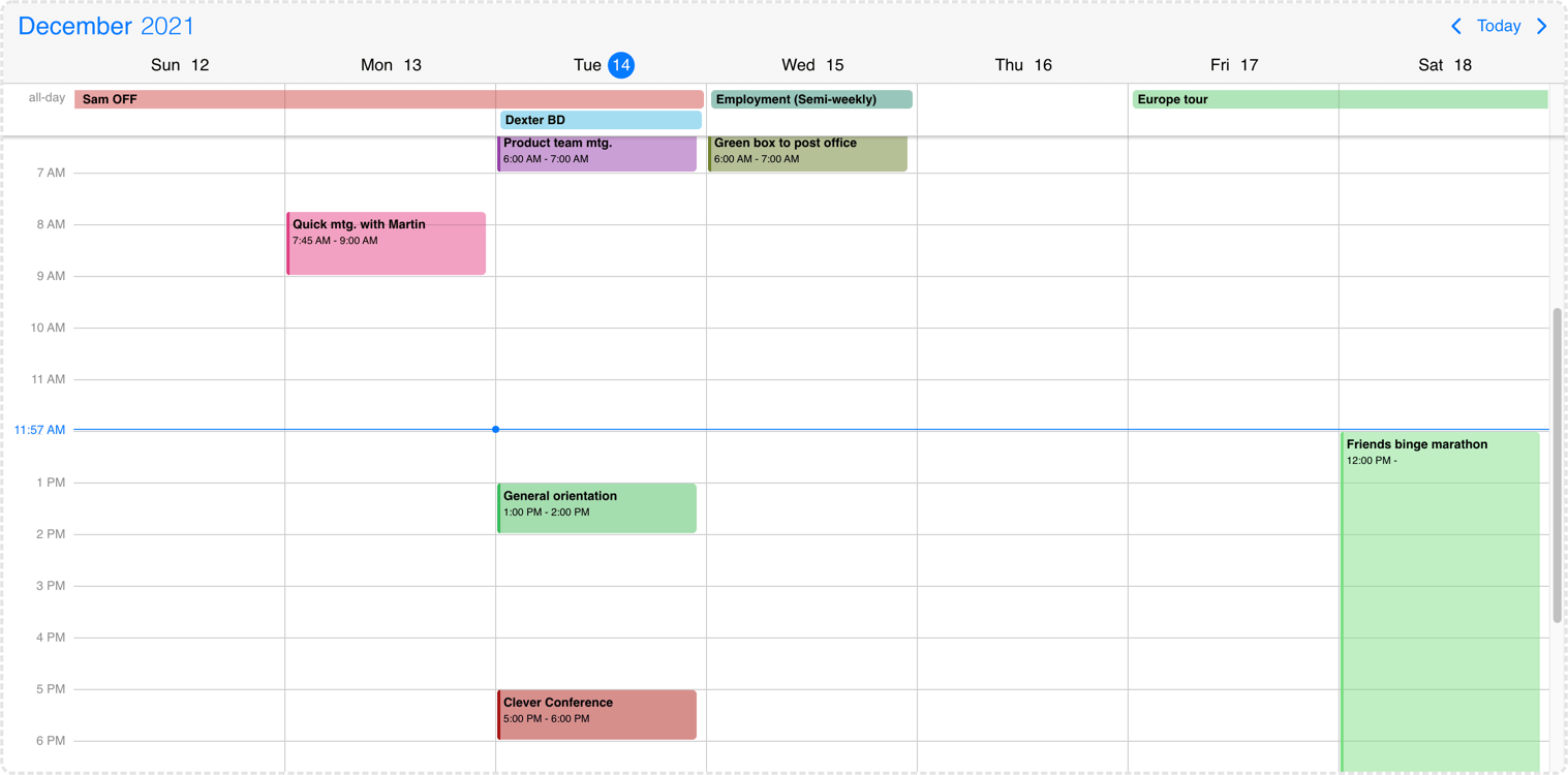 Desktop schedule view
