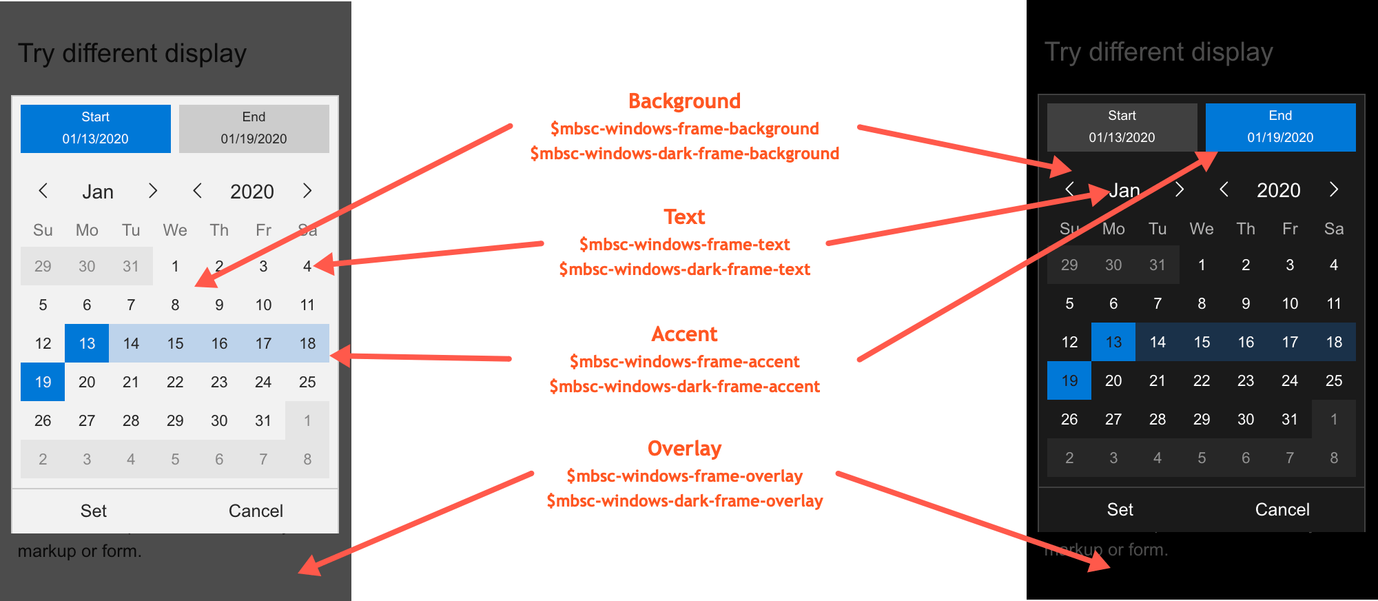 Windows theme variables for the Range component Indication on what the color variables affect